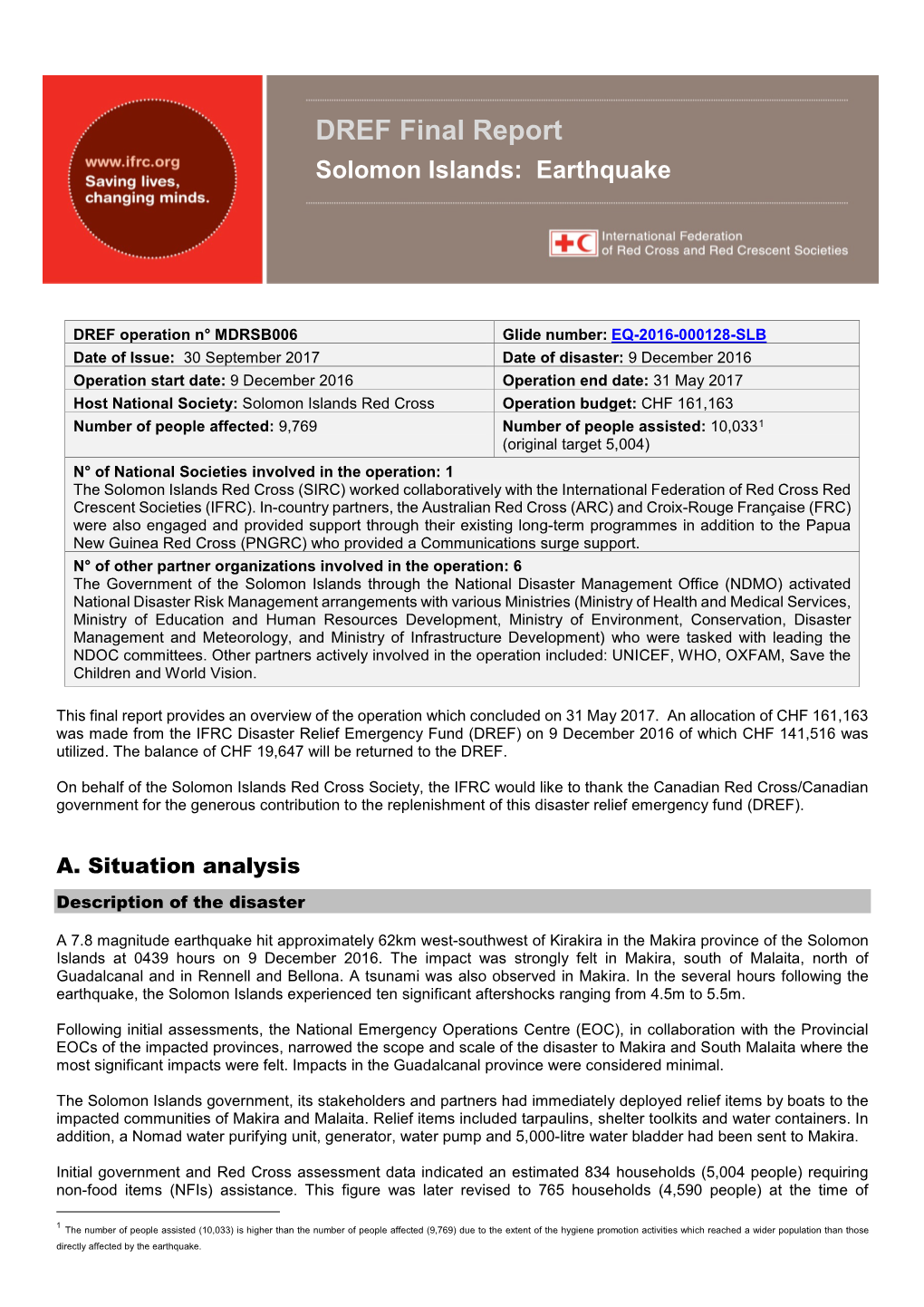 Solomon Islands: Earthquake