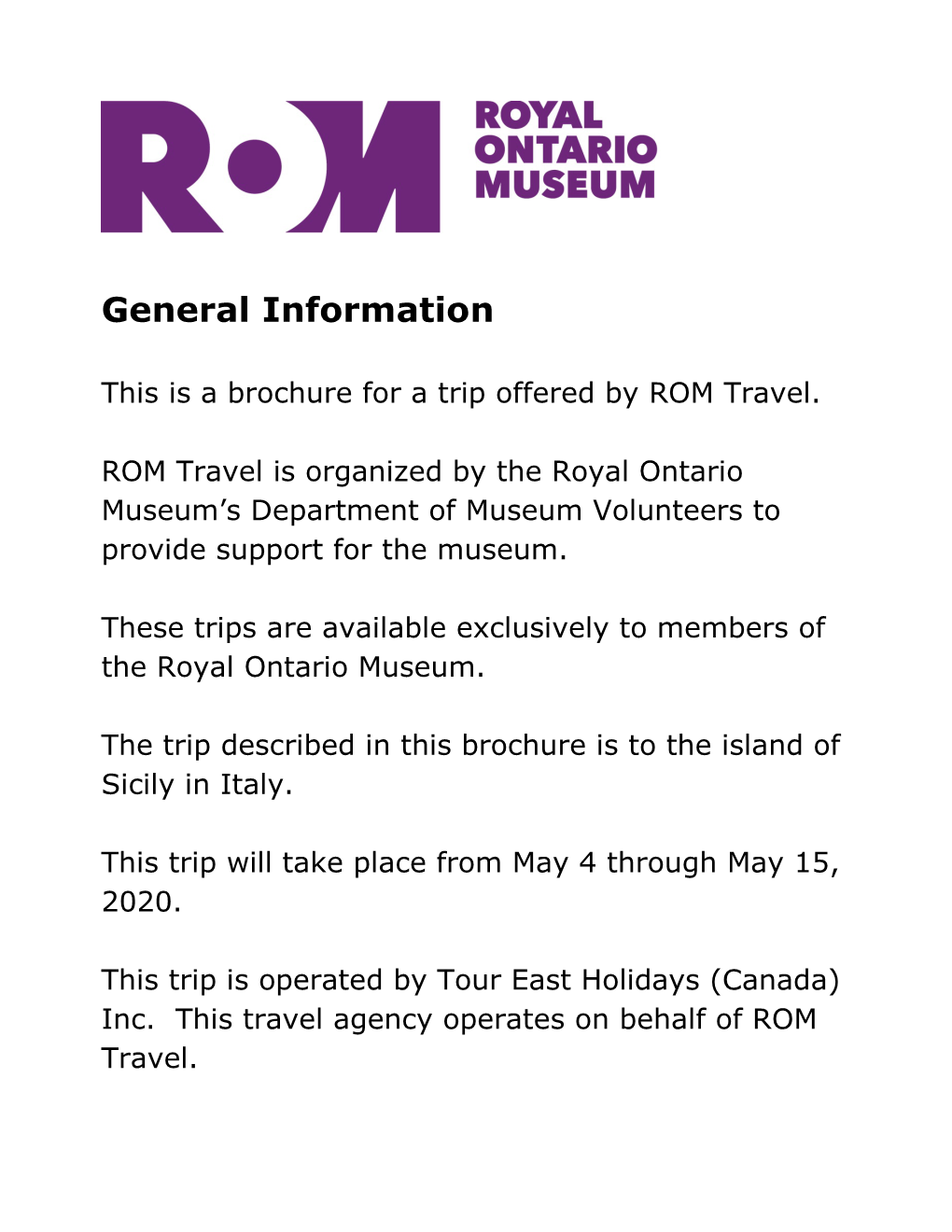 ROM Travel's Brochure for a Trip to Sicily