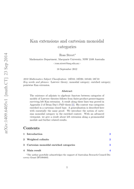 Kan Extensions and Cartesian Monoidal Categories