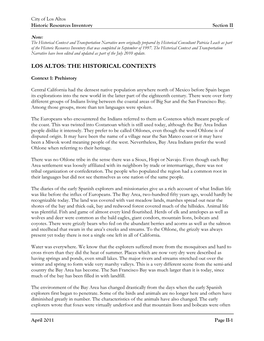 Section II – Los Altos Historical Context