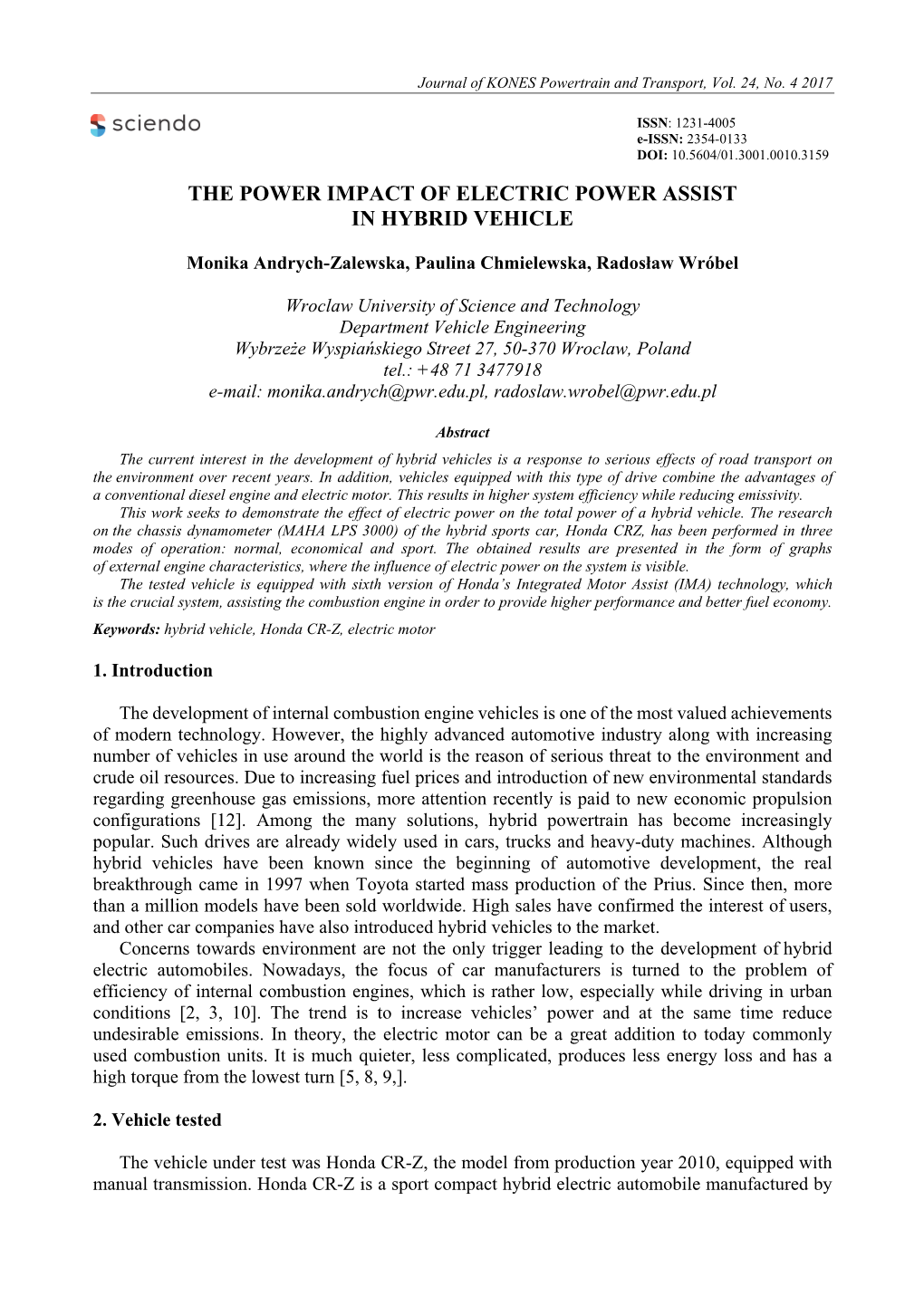 The Power Impact of Electric Power Assist in Hybrid Vehicle