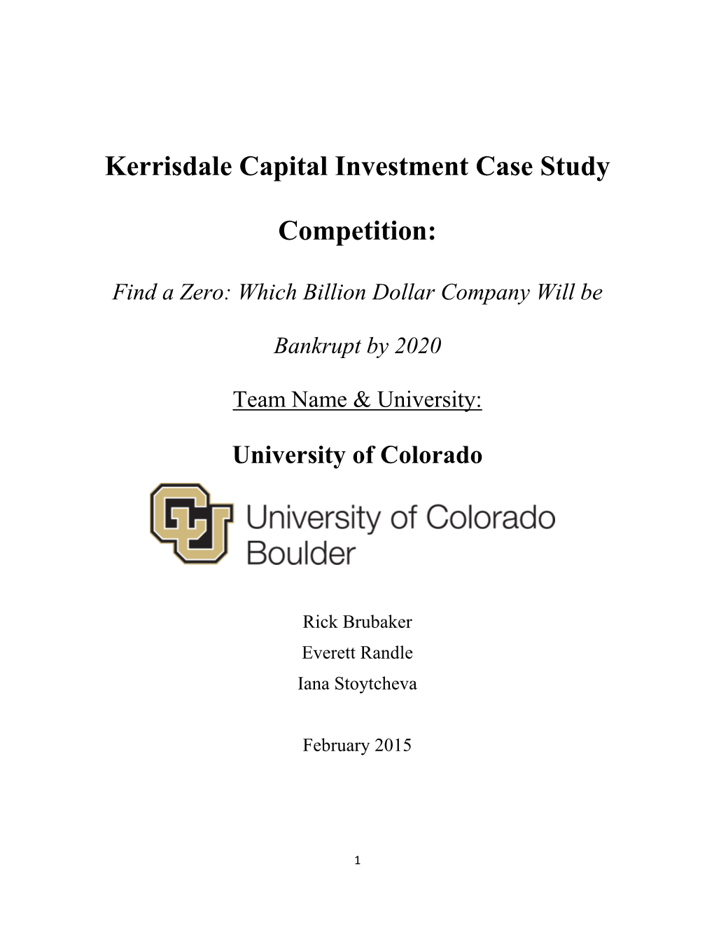 Kerrisdale Capital Investment Case Study Competition