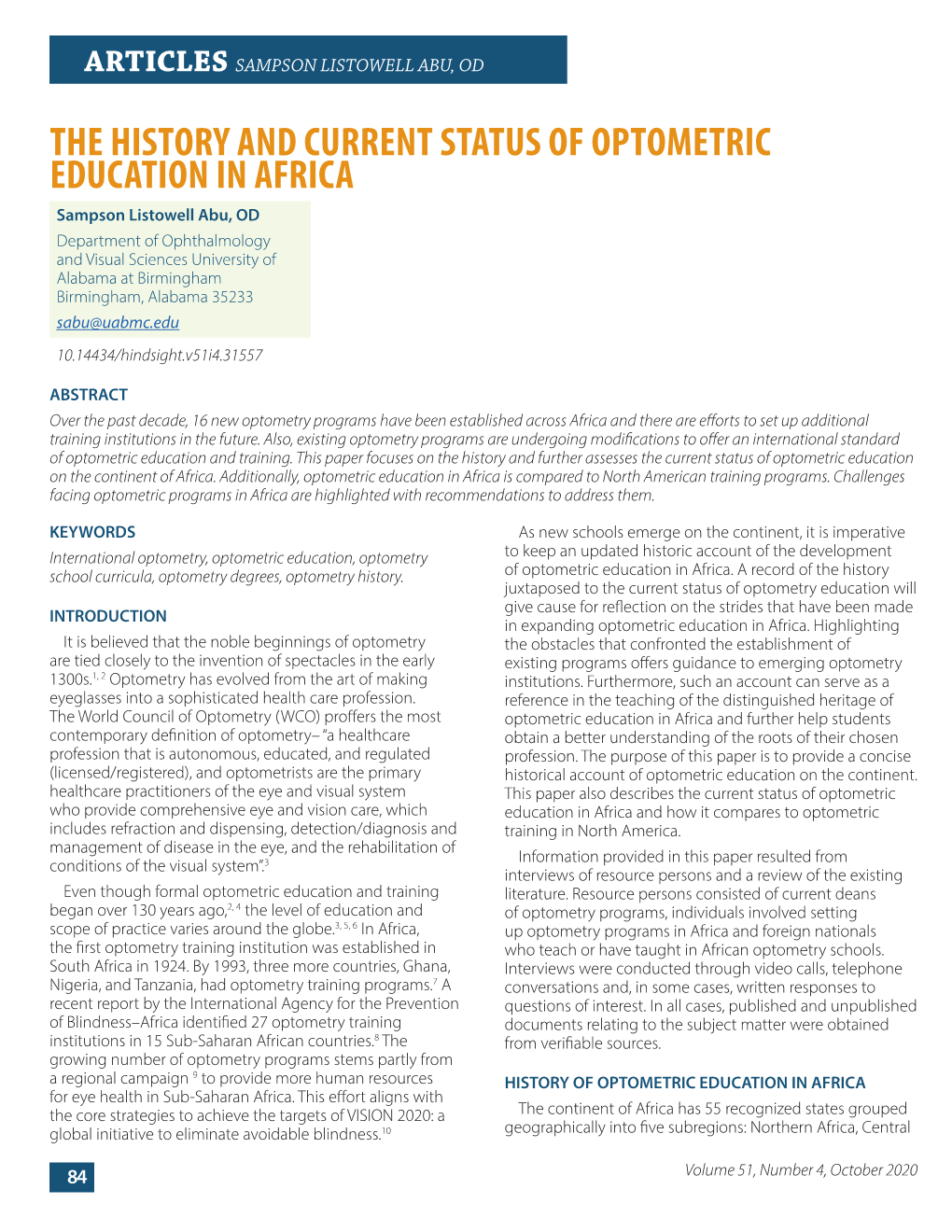 The History and Current Status of Optometric