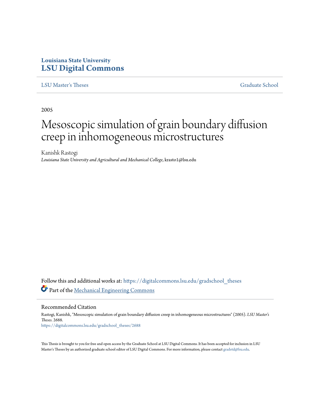 Mesoscopic Simulation of Grain Boundary Diffusion Creep In