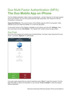 (MFA): the Duo Mobile App on Iphone