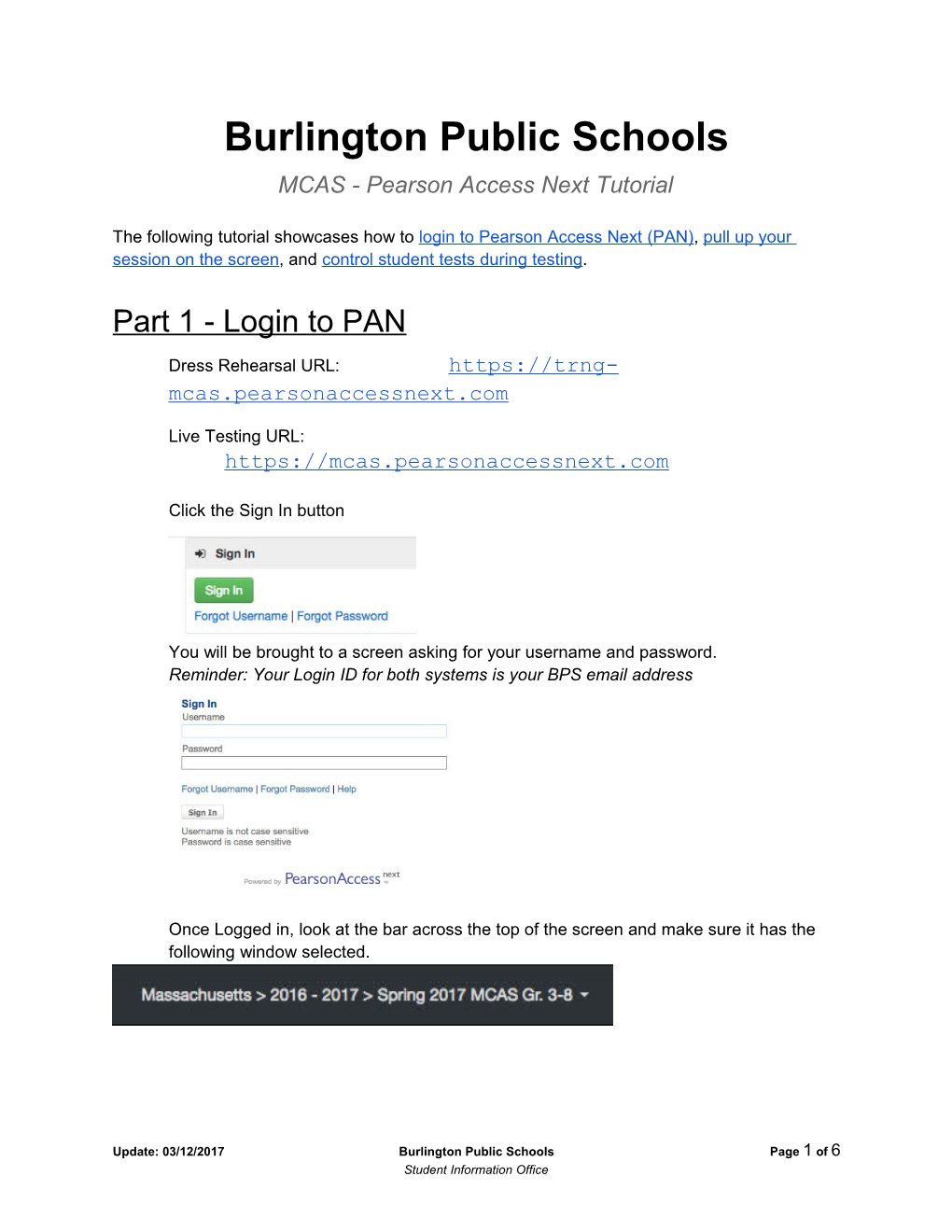 Burlington Schools MCAS 2017 PAN Tutorial