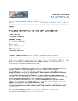 Central and Eastern Europe Think Tank Summit Report