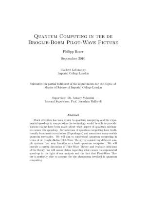 Quantum Computing in the De Broglie-Bohm Pilot-Wave Picture