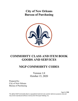 Commodity Code Book