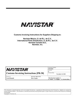 Customs Invoicing Instructions [PR-38] November 24, 2020