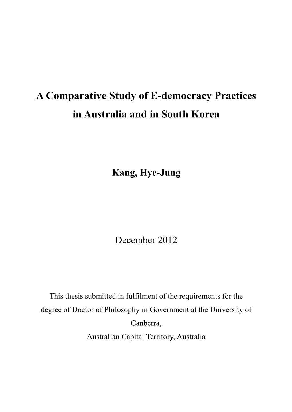 Chapter 3 Cross-Country Comparison of Political Systems in Australia and in South Korea