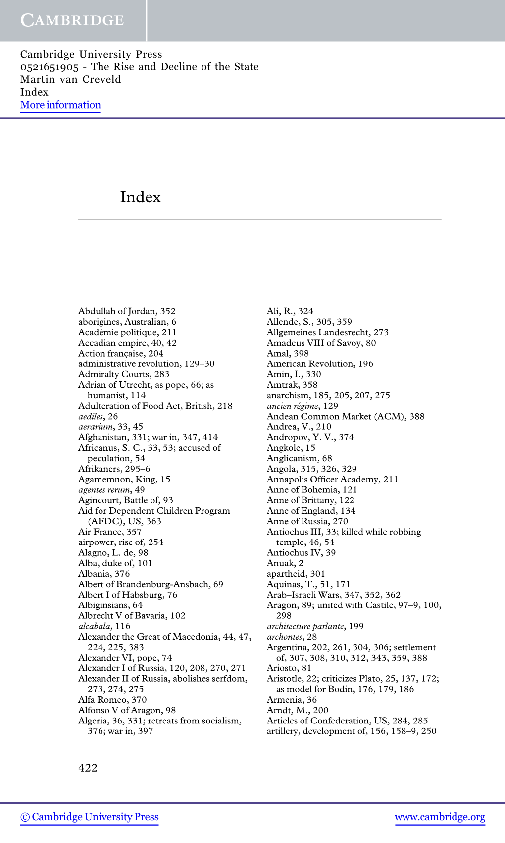 The Rise and Decline of the State Martin Van Creveld Index More Information