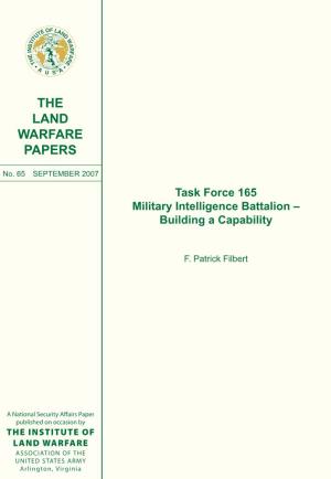 Task Force 165 Military Intelligence Battalion – Building a Capability