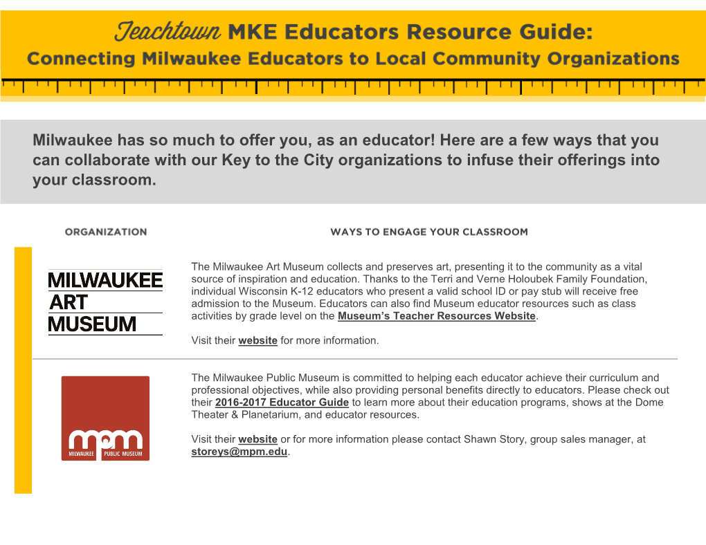 Milwaukee Has So Much to Offer You, As an Educator!