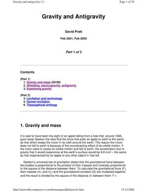 Gravity and Antigravity (1) Page 1 of 29