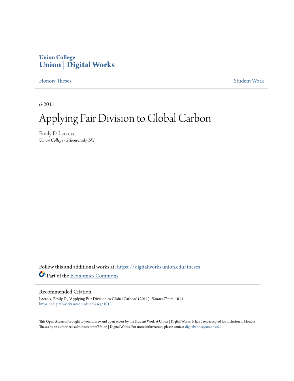 Applying Fair Division to Global Carbon Emily D