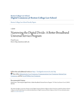 A Better Broadband Universal Service Program Daniel Lyons Boston College, Daniel.Lyons.2@Bc.Edu