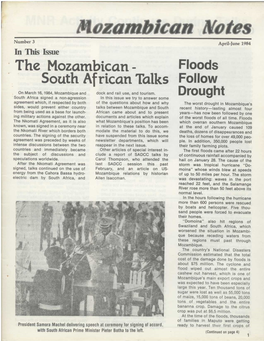 Floods ' South Af Rican Talks Fol Low on March 16, 1984, Mozambique and Dock and Rail Use, and Tourism