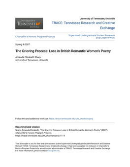 The Grieving Process: Loss in British Romantic Women's Poetry