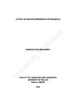 A Study of English Borrowing in Patani-Malay