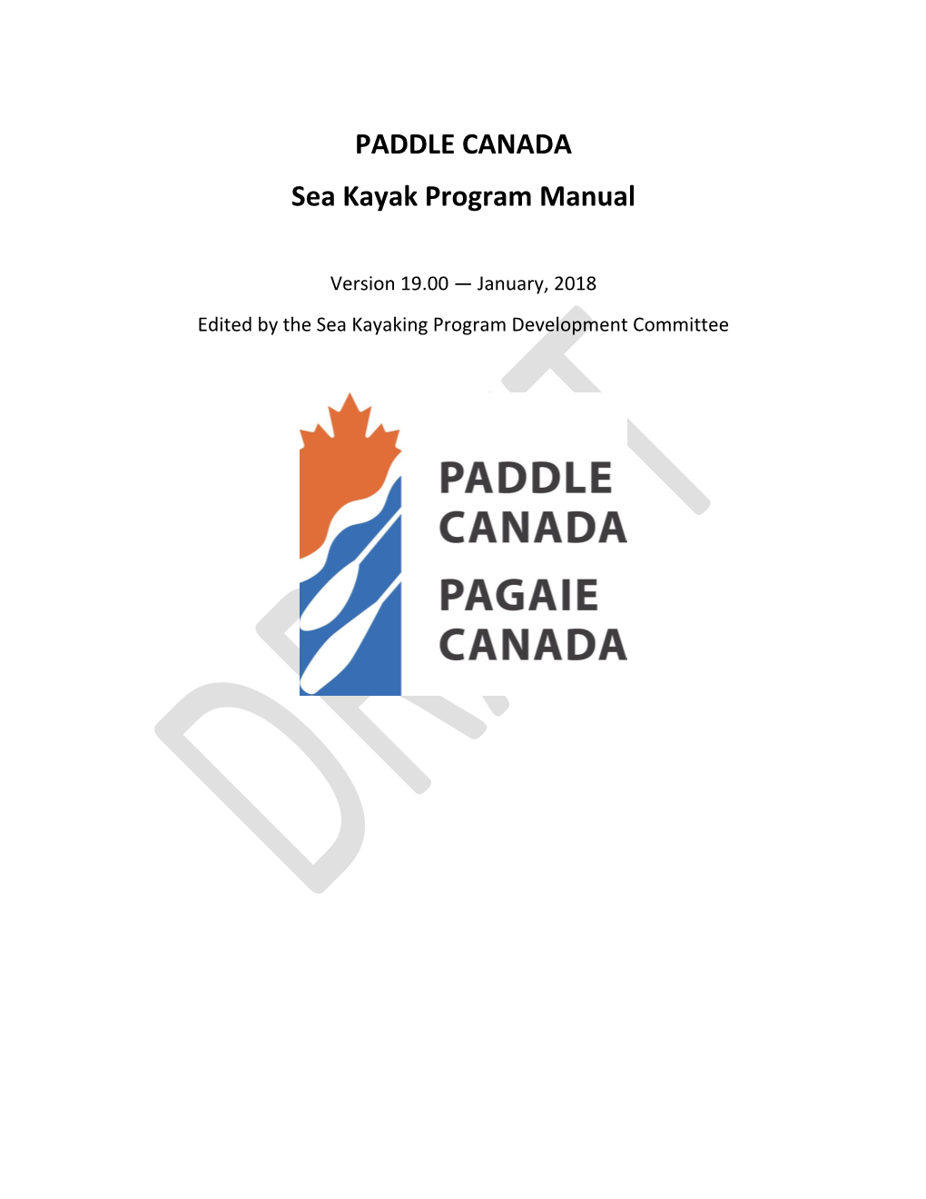 PADDLE CANADA Sea Kayak Program Manual