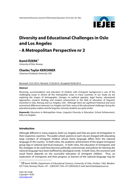 Diversity and Educational Challenges in Oslo and Los Angeles - a Metropolitan Perspective Nr 2
