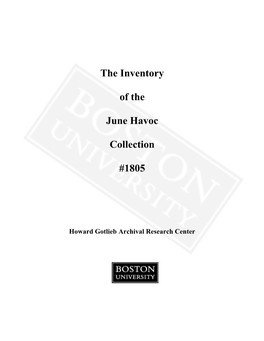 The Inventory of the June Havoc Collection #1805