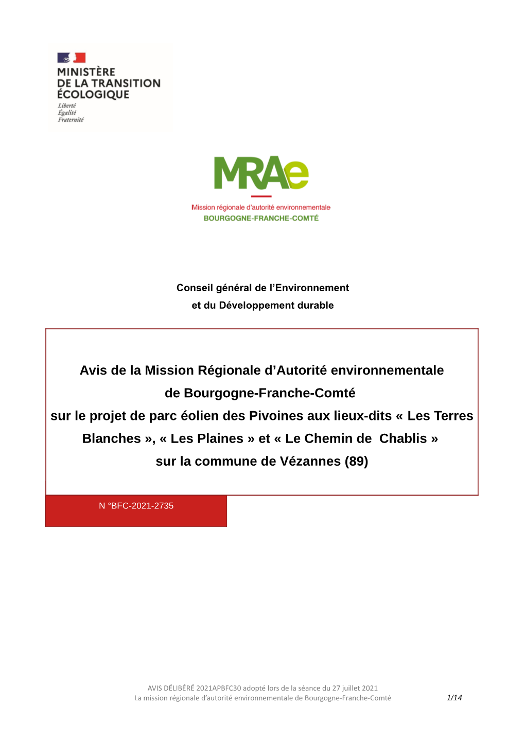 Avis De La Mission Régionale D'autorité Environnementale De