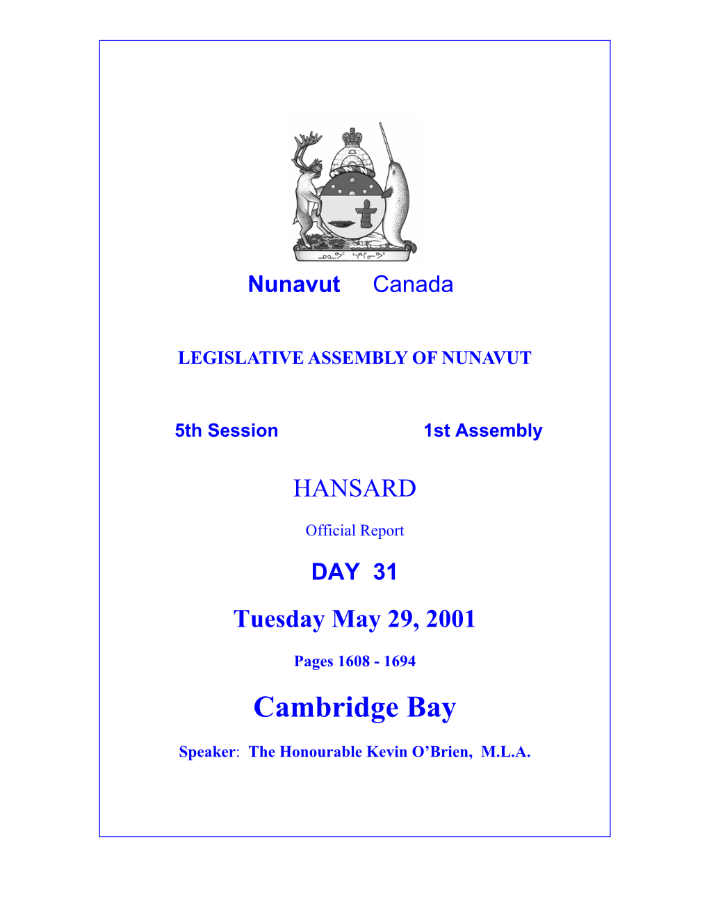 Nunavut Hansard Page 1608