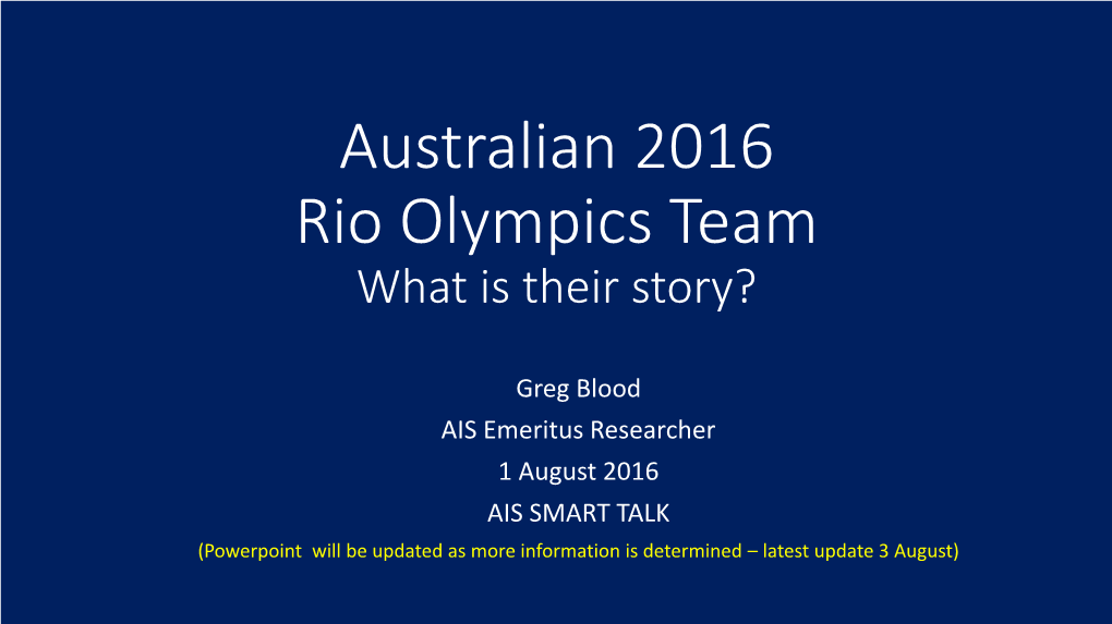 Australian 2016 Rio Olympics Team What Is Their Story?