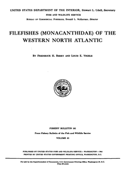 Filefishes (Monacanthidae) of the Western North Atlantic