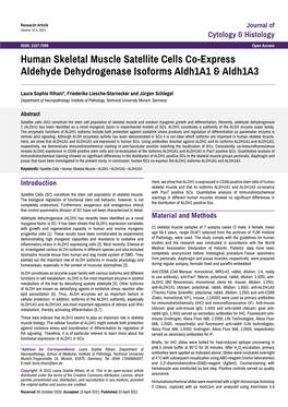 Human Skeletal Muscle Satellite Cells Co-Express Aldehyde Dehydrogenase Isoforms Aldh1a1 & Aldh1a3