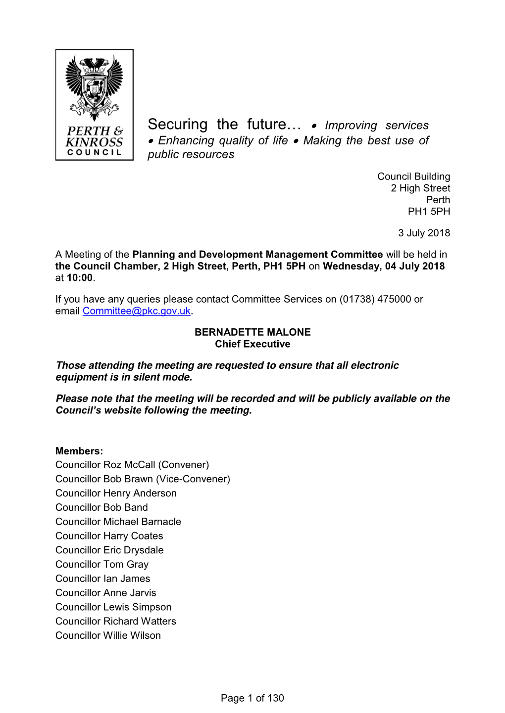 Perth and Kinross Council Planning and Development Management Committee 6 June 2018