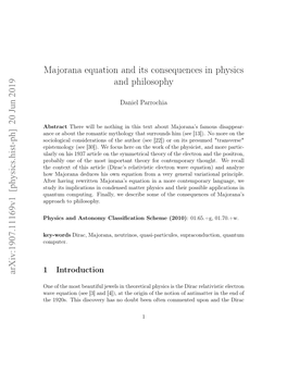 Majorana Equation and Its Consequences in Physics