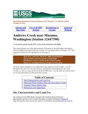 Andrews Creek Near Mazama, Washington (Station 12447390)