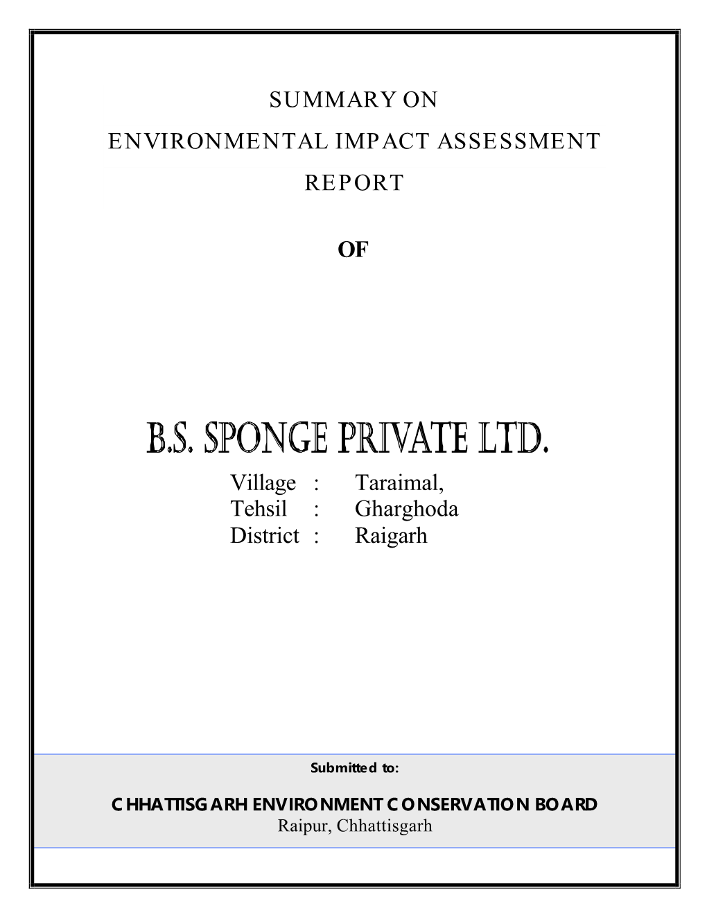 Summary on Environmental Impact Assessment Report