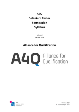 A4Q Selenium Tester Foundation Syllabus