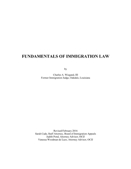 Fundamentals of Immigration Law
