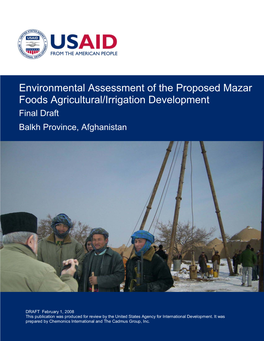 Environmental Assessment of the Proposed Mazar Foods Agricultural/Irrigation Development Final Draft