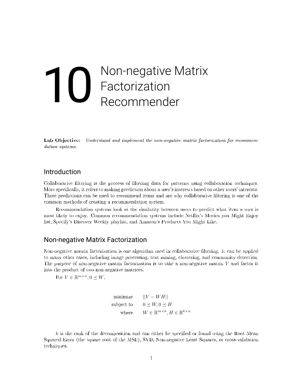 Non-Negative Matrix Factorization Recommendation System