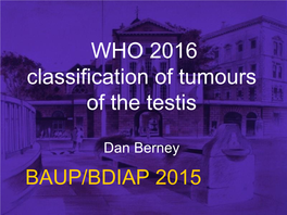 WHO 2016 Classification of Tumours of the Testis
