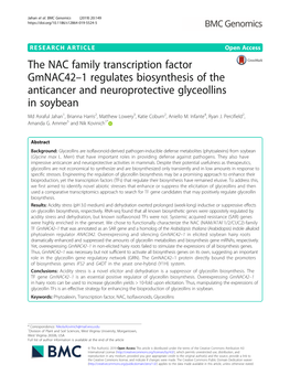 The NAC Family Transcription Factor Gmnac42–1 Regulates