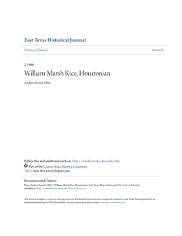 William Marsh Rice, Houstonian Andrew Forest Muir