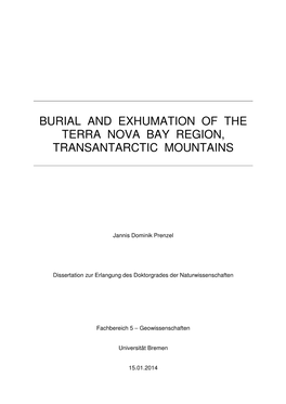 Burial and Exhumation of the Terra Nova Bay Region, Transantarctic Mountains