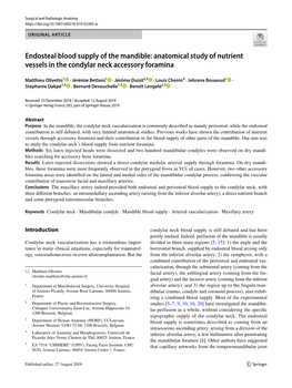 Anatomical Study of Nutrient Vessels in the Condylar Neck Accessory Foramina