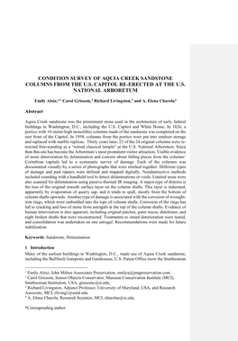 Condition Survey of Aquia Creek Sandstone Columns from the U.S