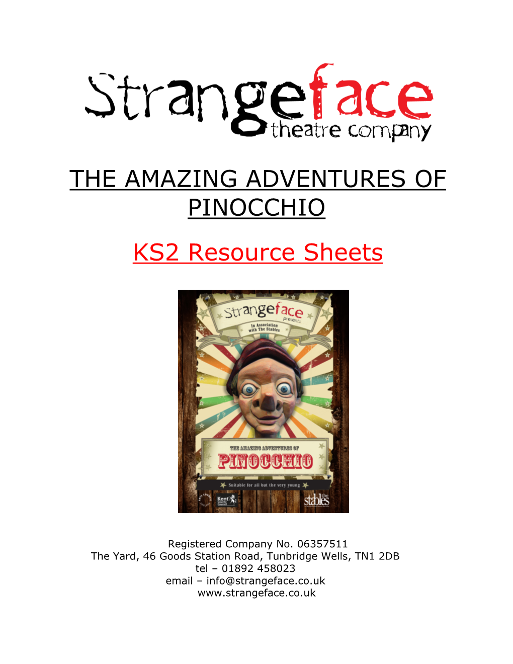 THE AMAZING ADVENTURES of PINOCCHIO KS2 Resource Sheets