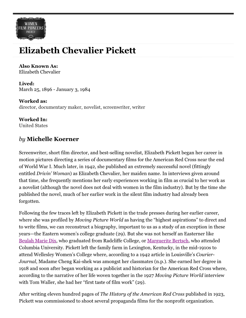 Elizabeth Chevalier Pickett