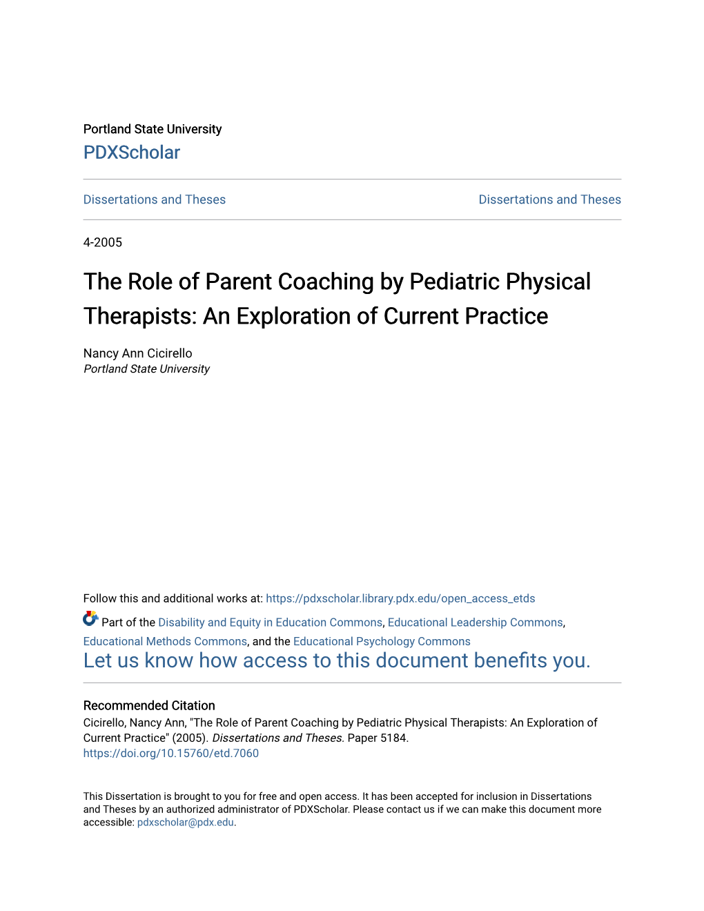 The Role of Parent Coaching by Pediatric Physical Therapists: an Exploration of Current Practice