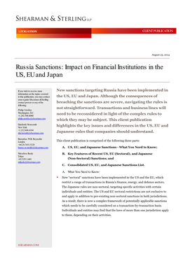 Russia Sanctions: Impact on Financial Institutions in the US, EU and Japan
